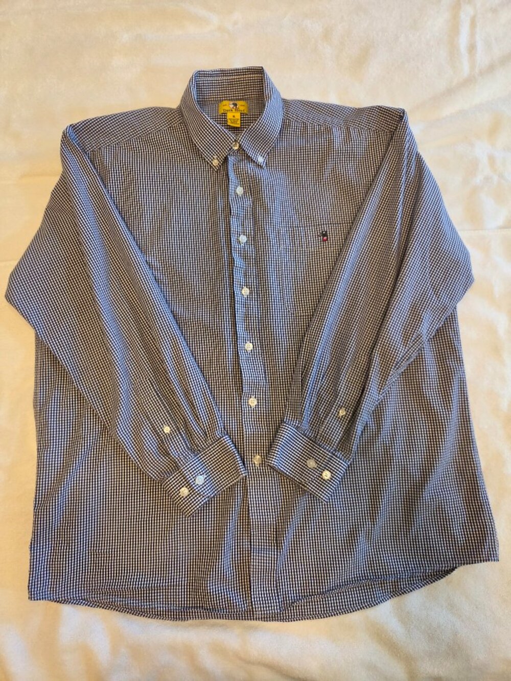 Duck Head Button Up Shirt Men's XL Blue Gingham Check Long Sleeve Cotton Casual